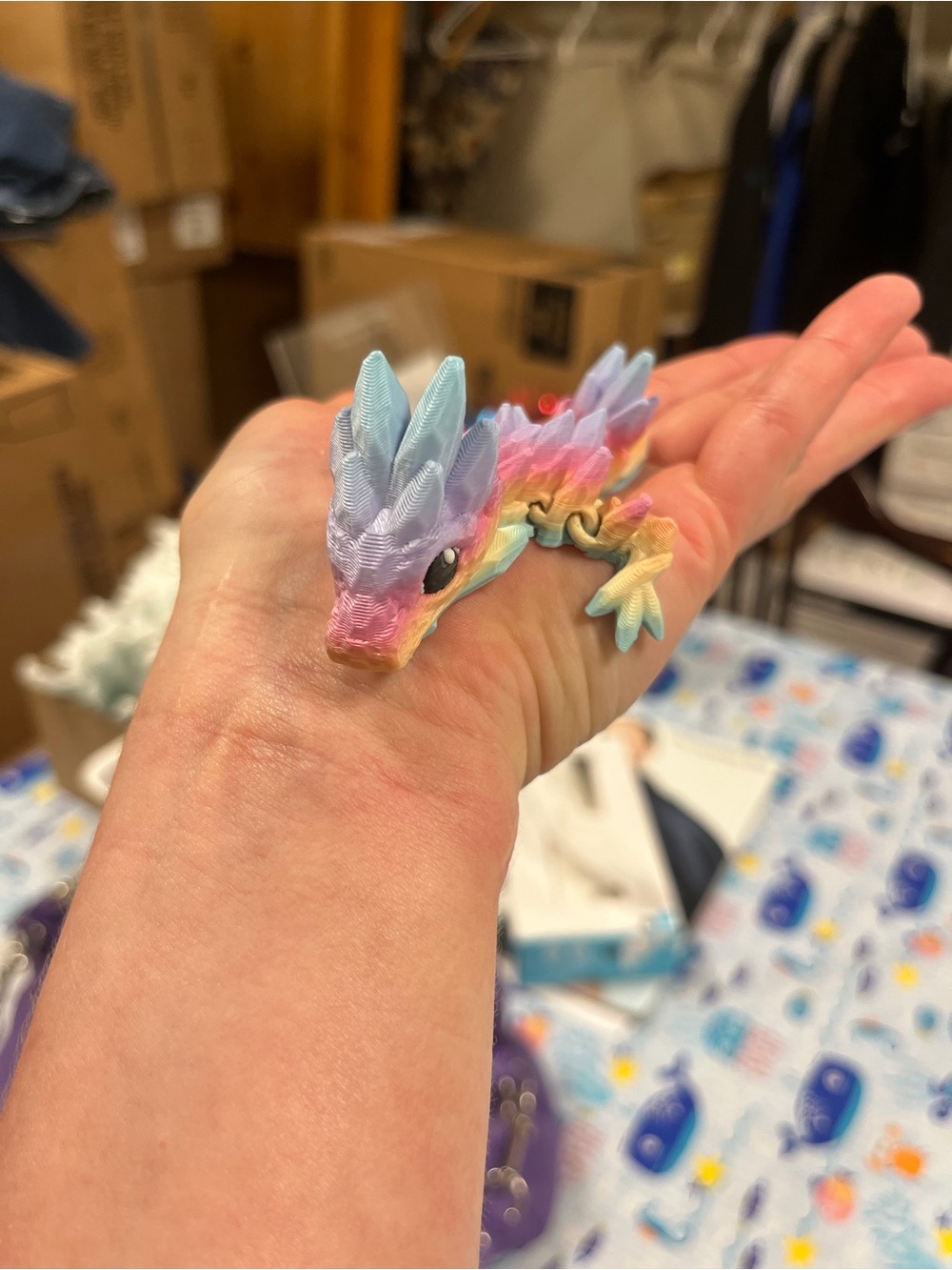 Rainbow Pastel Dragon Reptile Toy - Multicolor